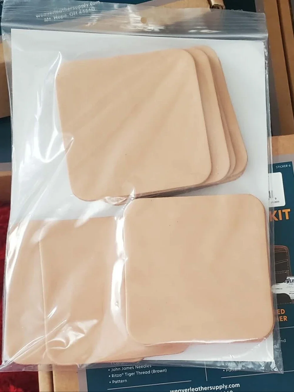 Weaver Leather* Square Leather DIY Coaster Kit. Nat. Veg Tan Leather Set Of 10